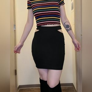 Black mini skirt with cut outs